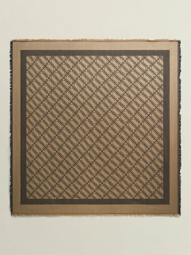 Hobbs Mora Insignia Print scarf Black/Camel 130cm - British product