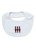 Trotters baby bib Guardsman Blue with embroidered design (British brand)
