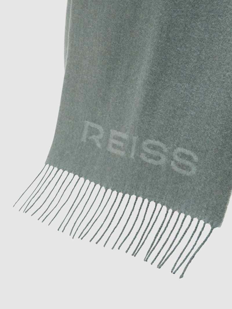 Reiss Picton wool blend scarf in sage, UK version