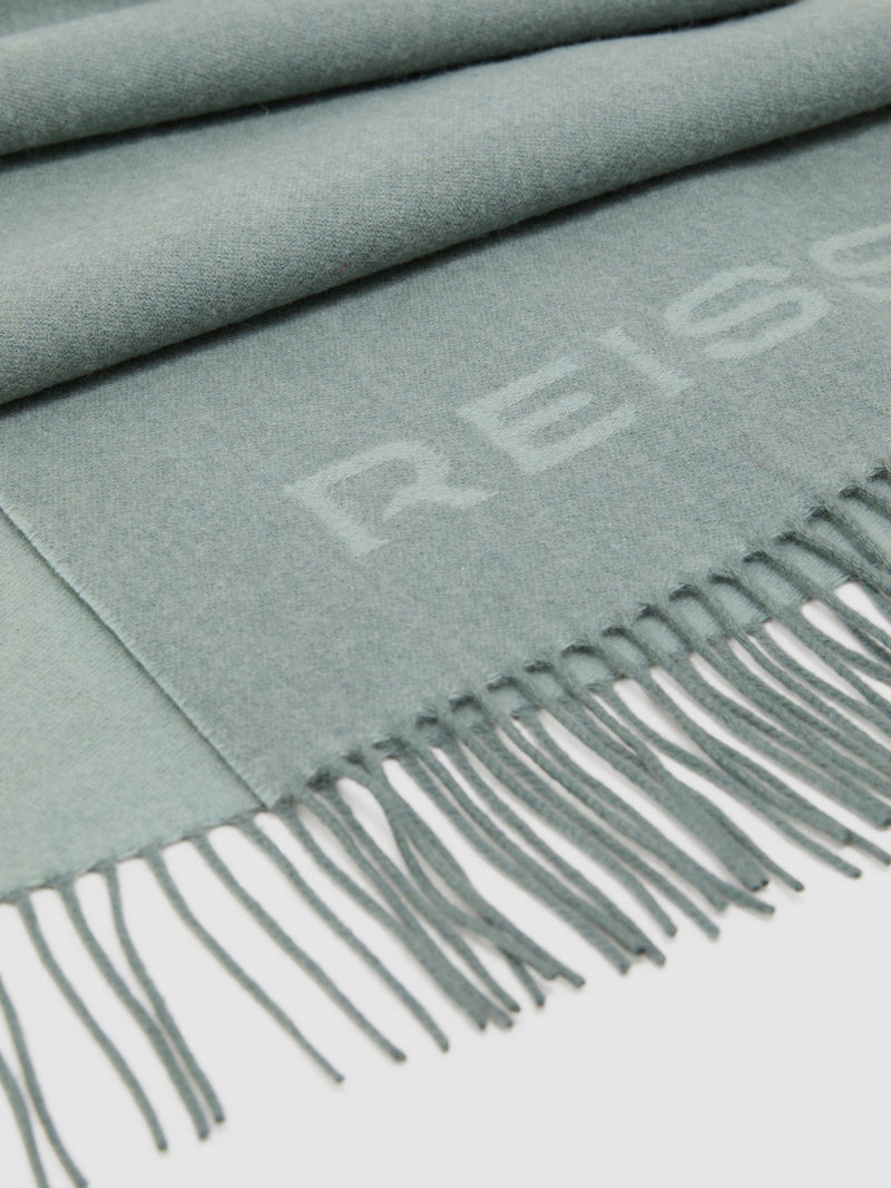 Reiss Picton wool blend scarf in sage, UK version