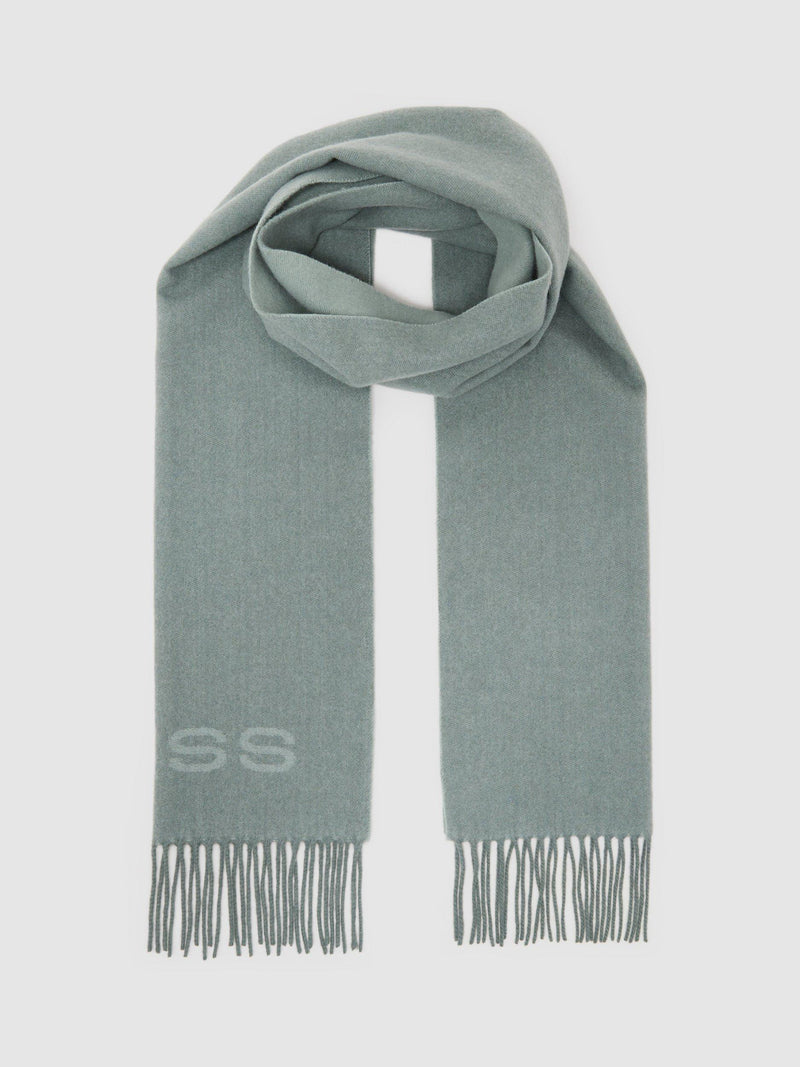 Reiss Picton wool blend scarf in sage, UK version