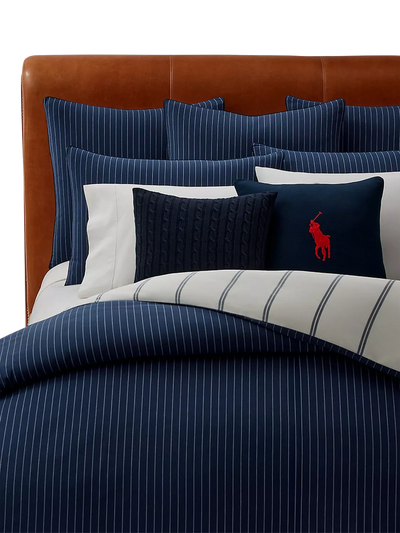 John Lewis Ralph Lauren Kerrigan Navy Standard Pillowcase - 50x75cm- Buy online at McGrocer