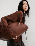 Mango structured tote bag brown, imported from the UK