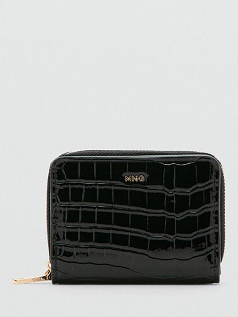 Mango compact croc embossed purse black, imported from the UK