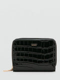 Mango compact croc embossed purse black, imported from the UK