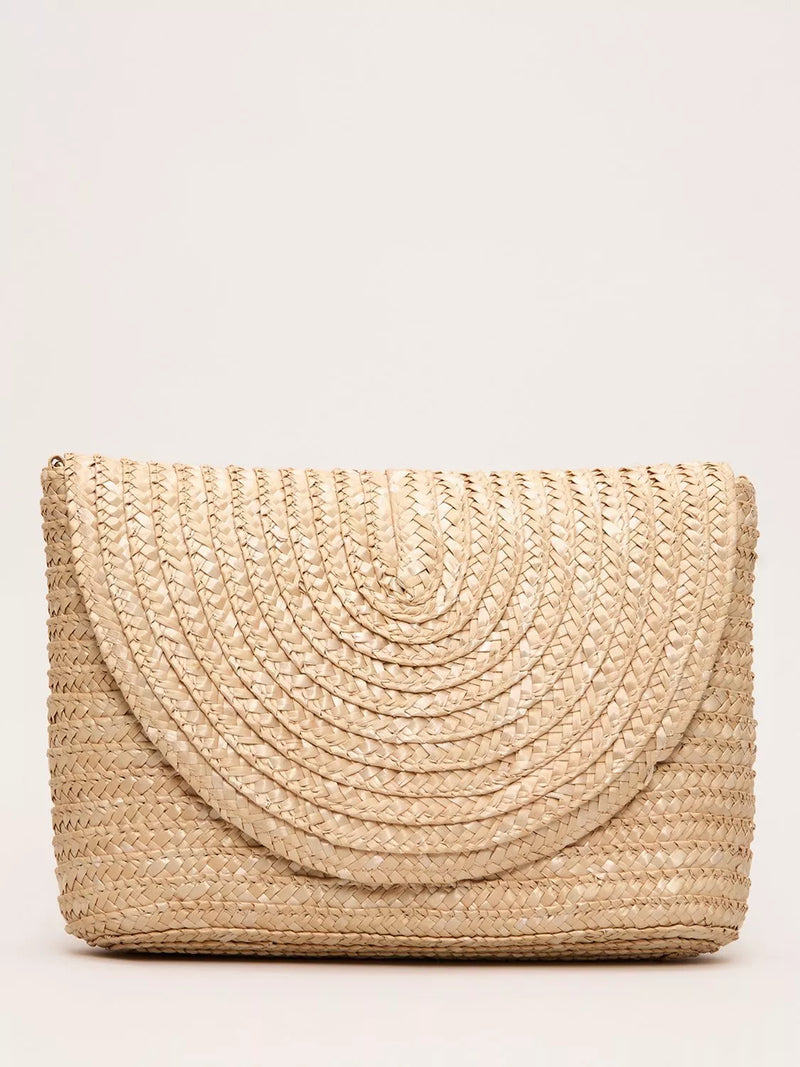 Phase Eight straw clutch bag neutral, imported from the UK