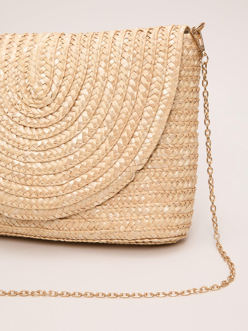 Phase Eight straw clutch bag neutral, imported from the UK