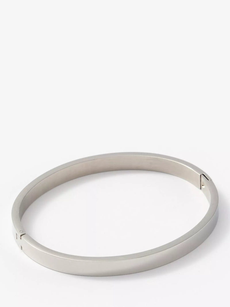 Mint Velvet silver toned stainless steel slim hinge bangle, UK version