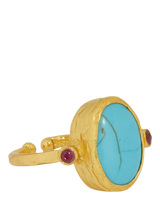 John Lewis Ottoman Hands Lucia Adjustable Turquoise Ring in Gold- Buy online at McGrocer