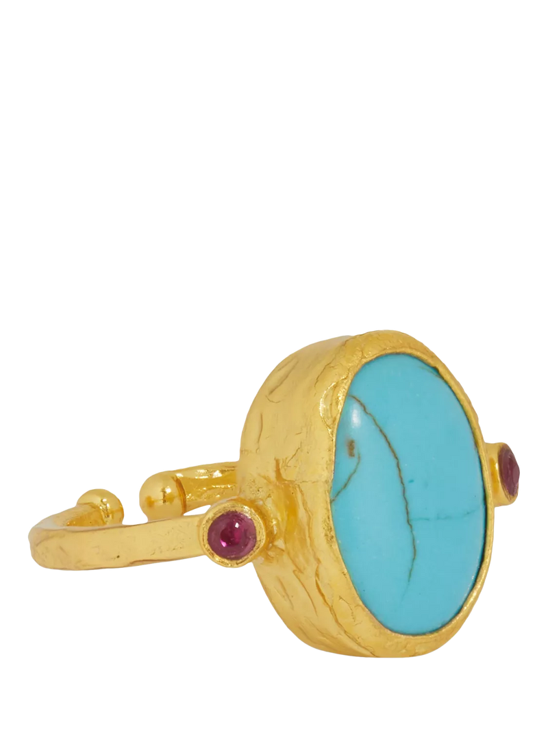 Ottoman Hands adjustable turquoise ring (British brand)