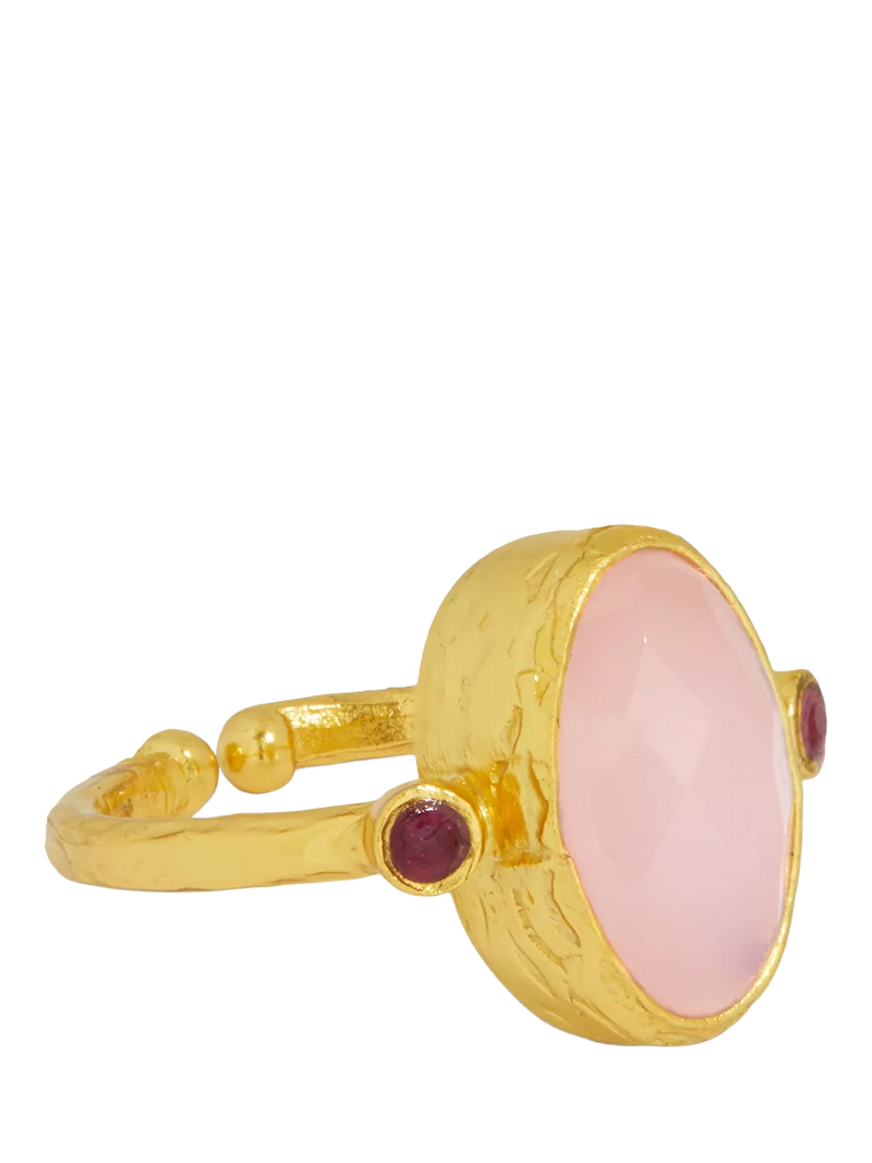Ottoman Hands adjustable rose quartz ring, imported from the UK