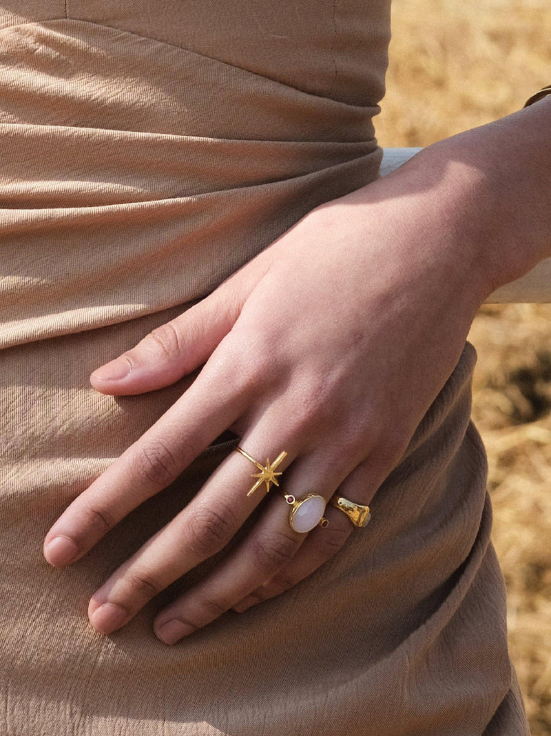 Ottoman Hands adjustable rose quartz ring, imported from the UK
