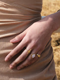 Ottoman Hands adjustable rose quartz ring, imported from the UK