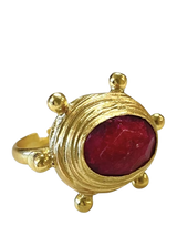 John Lewis Ottoman Hands Zand Ruby Adjustable Ring, Gold- Buy online at McGrocer