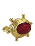 Ottoman Hands Zand Ruby adjustable ring gold - British product