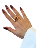 Ottoman Hands Zand Ruby adjustable ring gold - British product