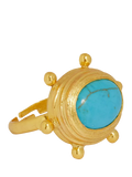 Ottoman Hands adjustable turquoise ring gold plated, UK version