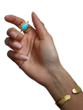 Ottoman Hands adjustable turquoise ring gold plated, UK version