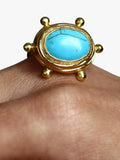 Ottoman Hands adjustable turquoise ring gold plated, UK version