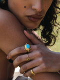 Ottoman Hands adjustable turquoise ring gold plated, UK version