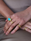 Ottoman Hands adjustable turquoise ring gold plated, UK version