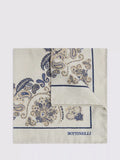 Moss Italian paisley pocket square neutral, imported from the UK