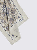 Moss Italian paisley pocket square neutral, imported from the UK