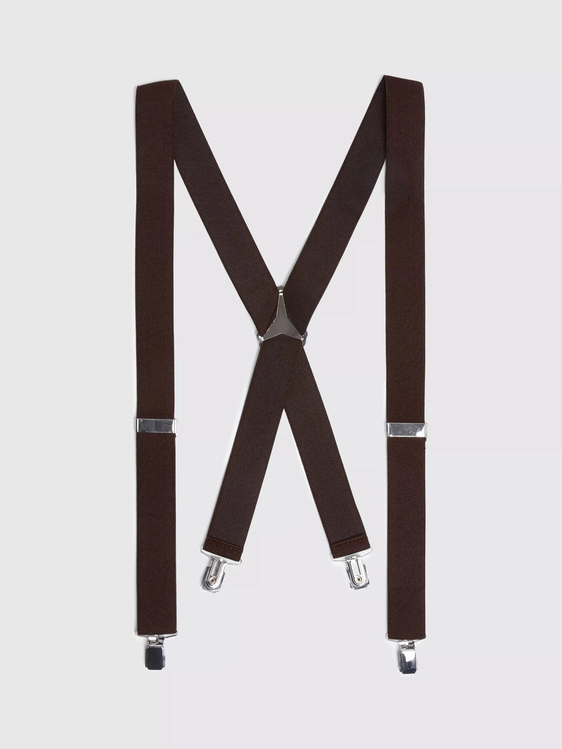 Moss clip on braces in chocolate elastic (British brand)
