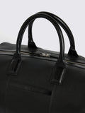 Moss grained leather holdall in black, British brand