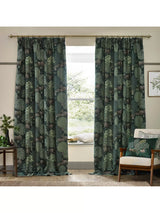 John Lewis Morris & Co. The Brook Pair Lined Pencil Pleat Curtains, Forest Green, 117x137cm- Buy online at McGrocer