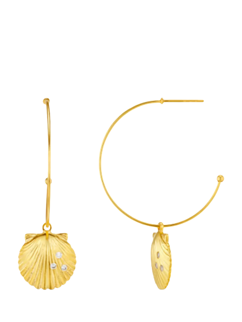 Orelia pavé shell hoop earrings pale gold 18ct, imported from the UK