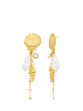 Orelia shell and pearl drop earrings gold plated, imported from the UK