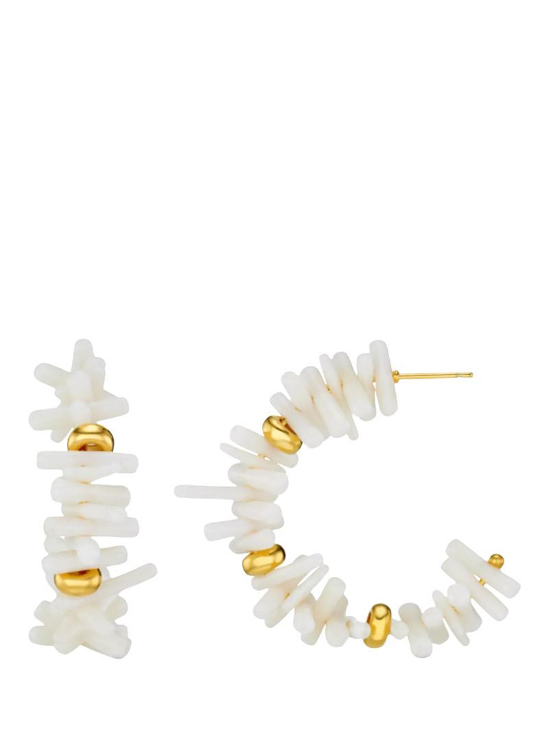 Orelia gold cream coral chip bead hoop earrings 42mm - British product