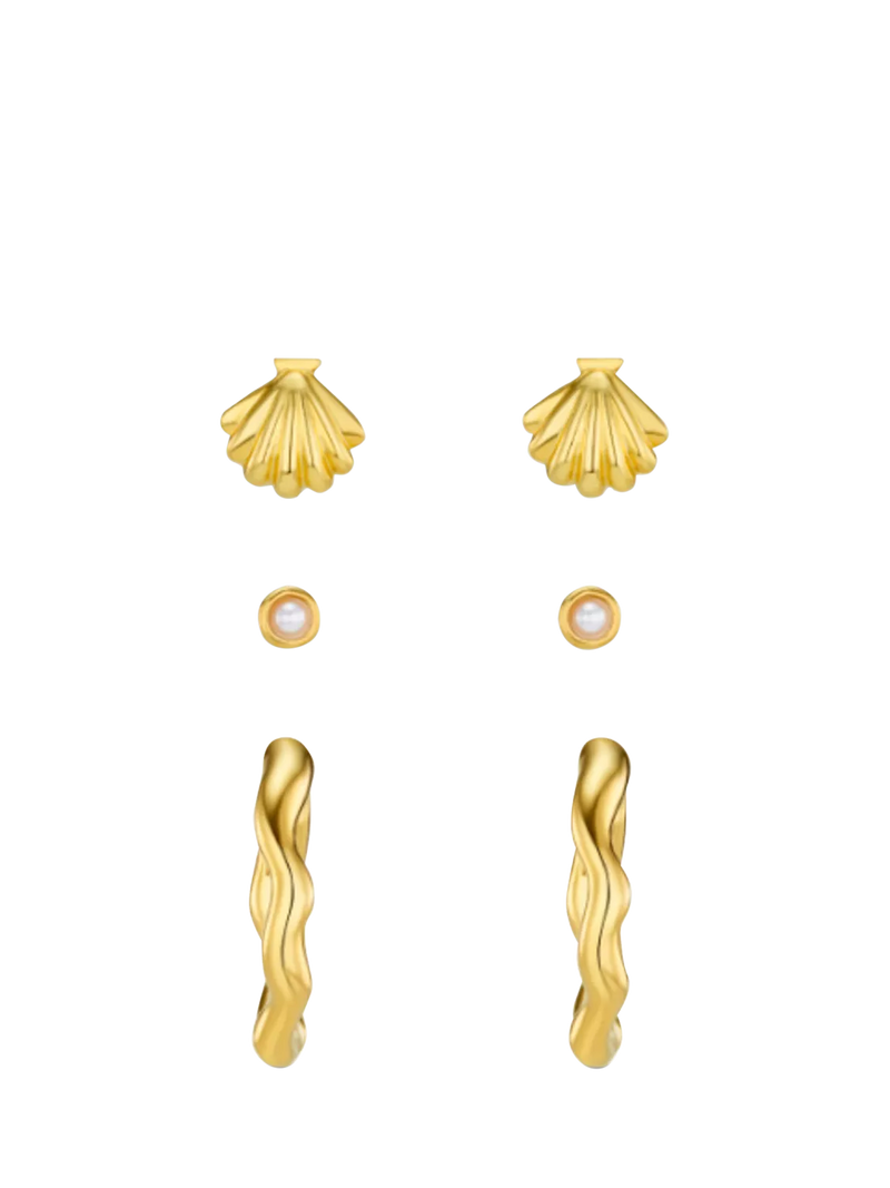 Orelia earring stacking set pale gold - British product