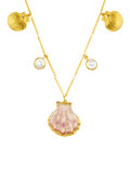 Orelia shell and pearl charm necklace pale gold - British product