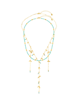 John Lewis Orelia Turquoise Bead and Fringe Multi-Row Lariat Necklace, Gold- Buy online at McGrocer