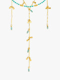 Orelia turquoise bead fringe lariat necklace gold plated, imported from the UK