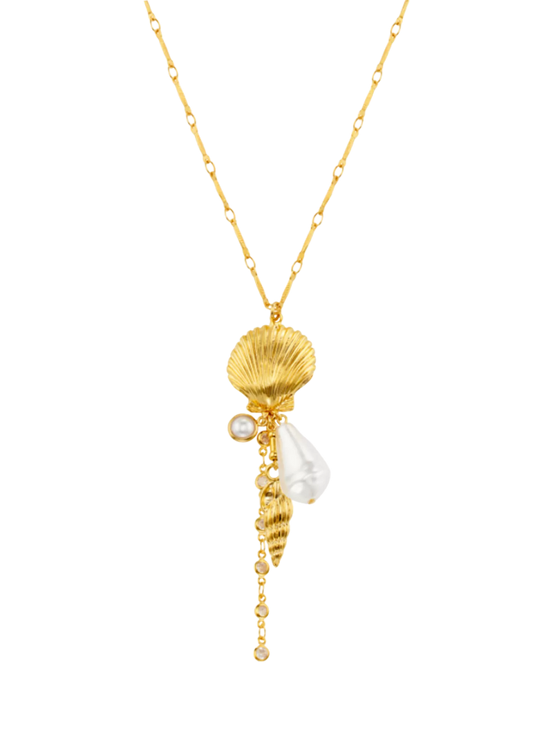 Orelia statement pearl shell cascading necklace gold plated brass - British product