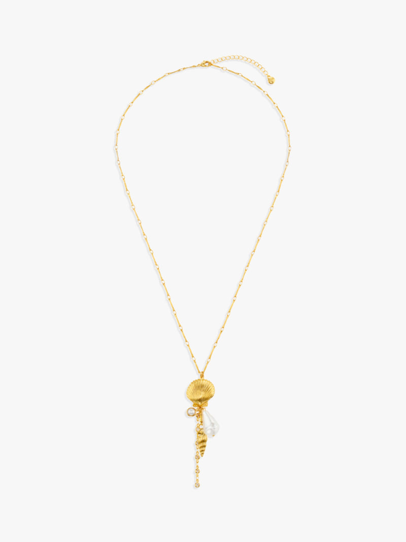 Orelia statement pearl shell cascading necklace gold plated brass - British product