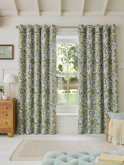 John Lewis William Morris At Home Honeysuckle Pair Blackout Lined Eyelet Curtains, Powder Blue, 229cm x 183cm- Buy online at McGrocer