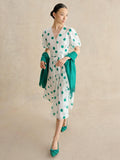 Hobbs Matilda fringed scarf in meadow green, imported from the UK