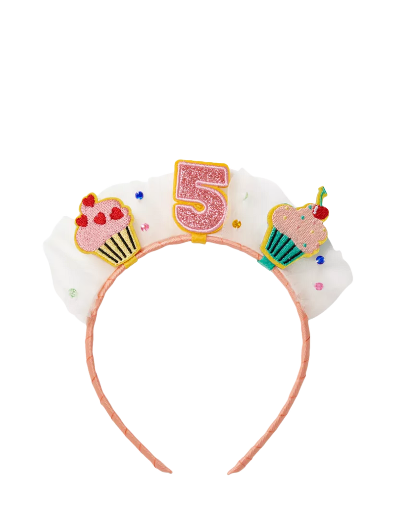 Stych Kids' Age Birthday Cake and Tulle Celebration Hairband, Multi, Age 5, One Size
