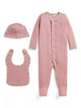 John Lewis Ralph Lauren Baby Pure Cotton Three Piece Bodysuit Set in Pink- Buy online at McGrocer