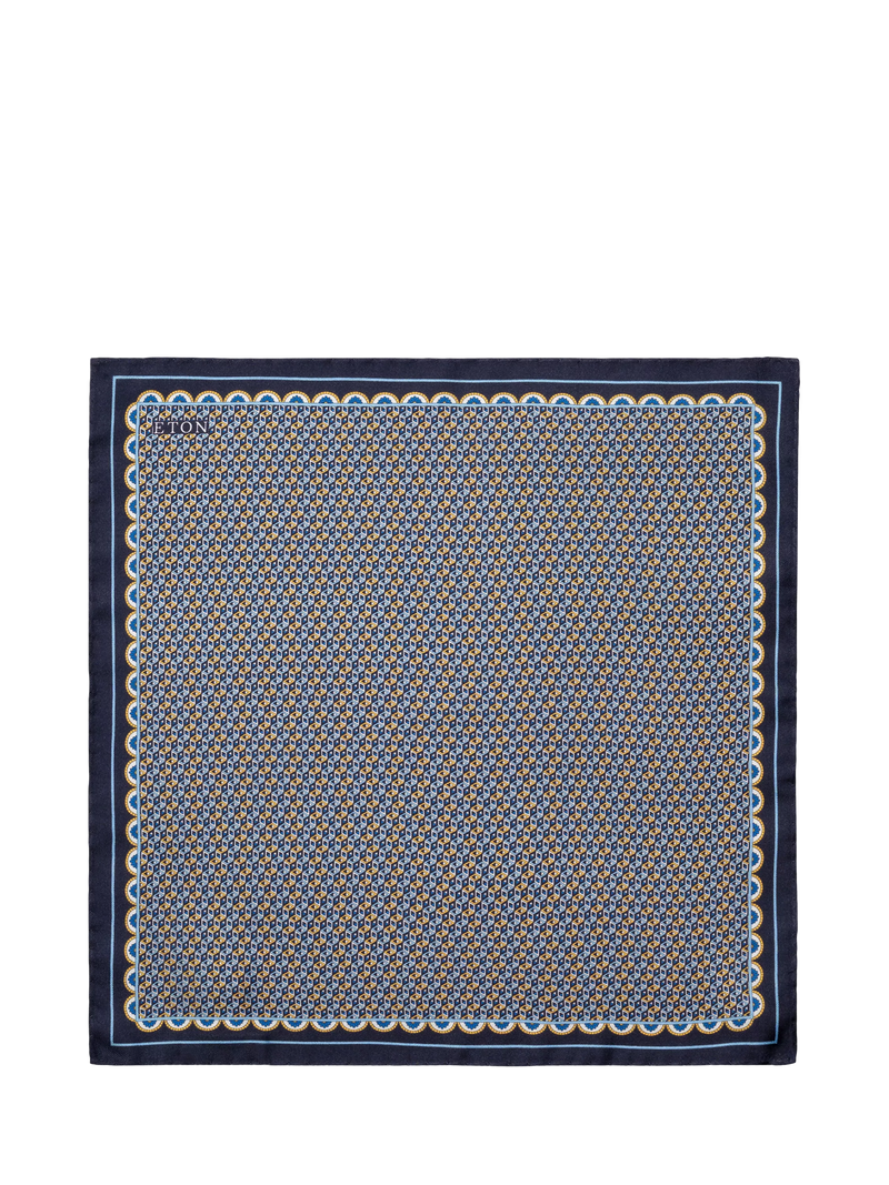 Eton geometric print silk pocket square yellow (British brand)
