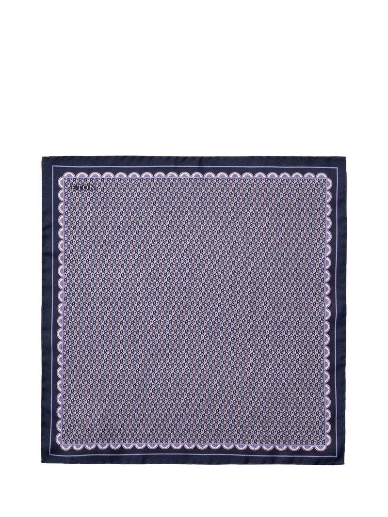 Eton purple geometric pocket square, imported from the UK