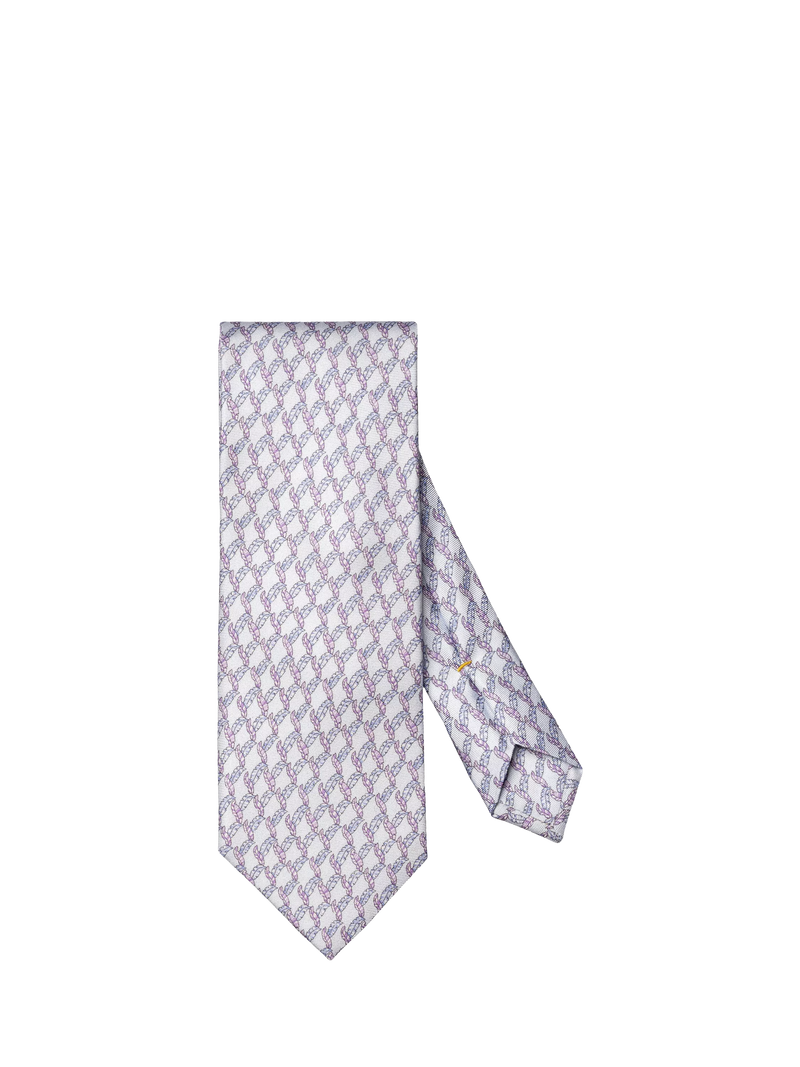 Eton blue leaf motif silk tie 80cm - British product
