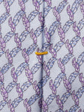 Eton blue leaf motif silk tie 80cm - British product