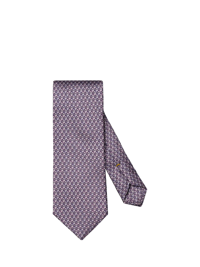 Eton silk twill geometric print tie purple (British brand)