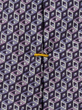 Eton silk twill geometric print tie purple (British brand)