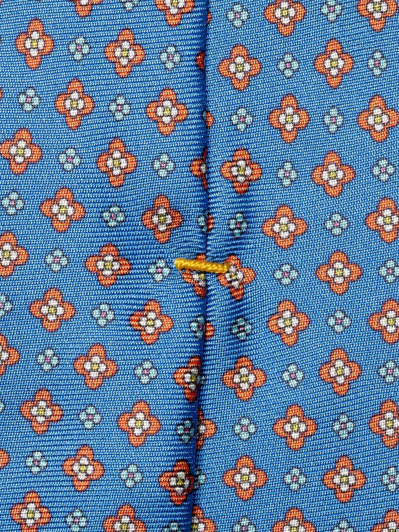 Eton silk twill tie blue floral motif (British brand)